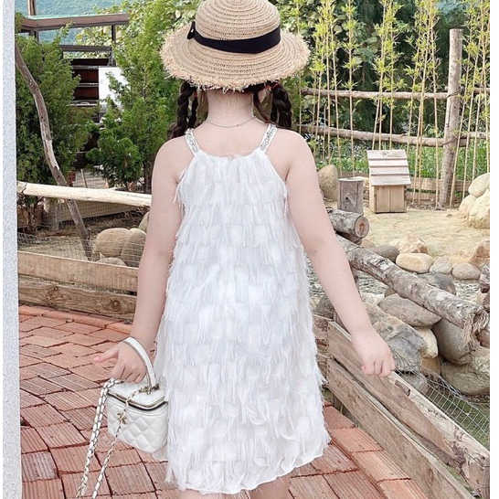 Váy Cho Bé Gái MyKids Váy Chữ A đính dây đá lấp lánh 2 lớp chất liệu voan lông mềm mại không dặm ngứa cho bé từ 8-32kg