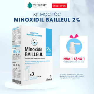 Xịt mọc tóc Minoxidil Bailleul 2% - Nhập khẩu Pháp - Hộp 3 lọ 60ml, date 2025, 2026