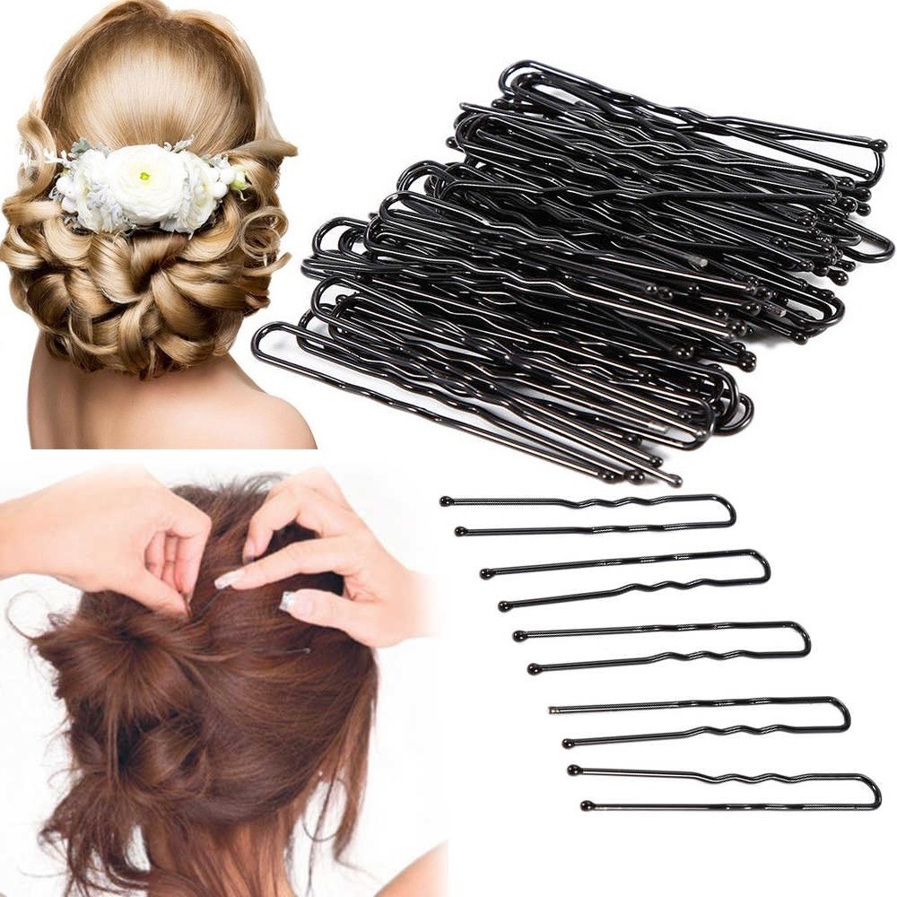 Set 20 kẹp xước hình chữ U kiểu gợn sóng màu đen thời trang cho nữ
