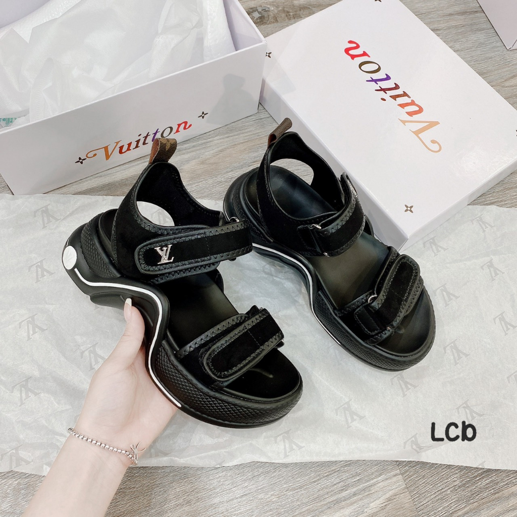 SANDAL LV QUAI DÁN ĐẾ SÓNG 4 MÀU