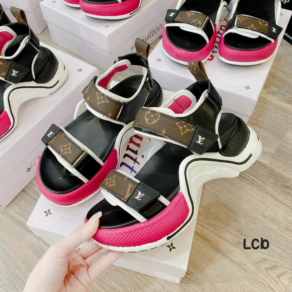 SANDAL LV QUAI DÁN ĐẾ SÓNG 4 MÀU