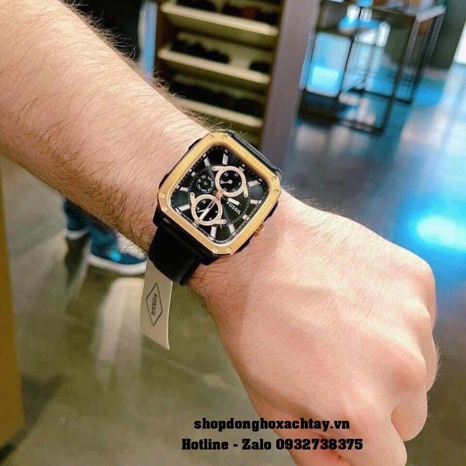 Đồng Hồ Nam Fossil BQ2654 Dây Da Đen Viền Mặt Rose 42mm