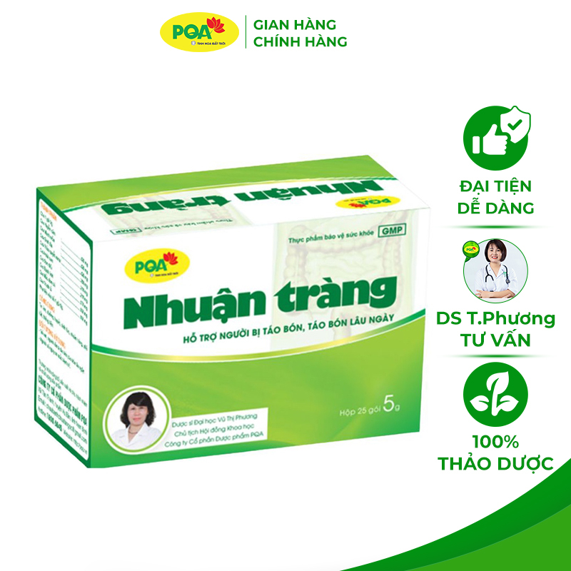 Nhuận Tràng PQA từ thảo dược tự nhiên giúp nhuận tràng, giảm nguy cơ trĩ cho người lớn, trẻ em táo bón (Hộp 25 Gói)