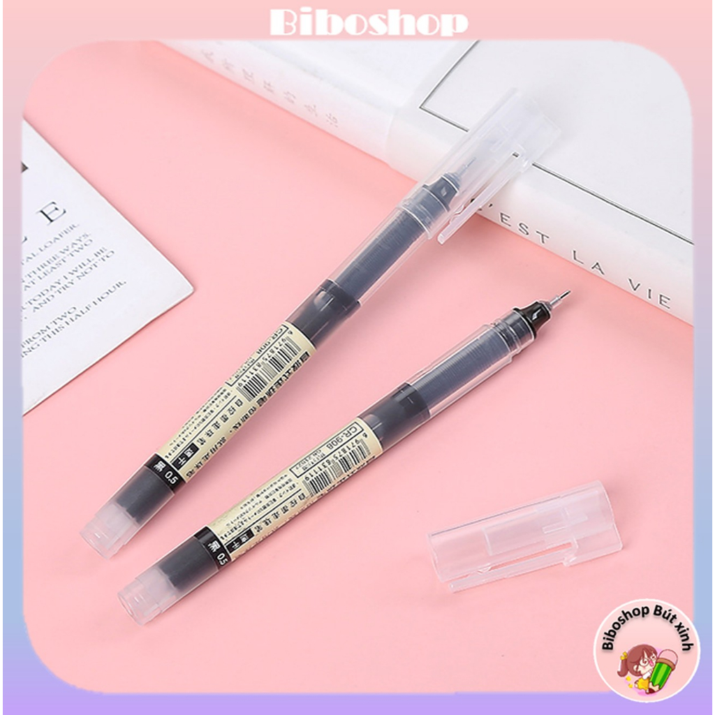 Bút gel trường thọ ngòi kim 0.5mm ống mực siêu lớn | Biboshop bút xinh