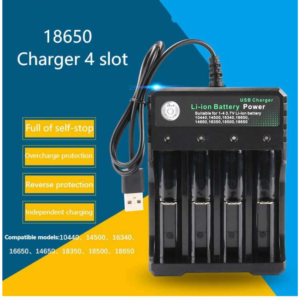 Bộ sạc pin Li-ion 3.7V có đèn báo , tự ngắt khi đầy và Pin sạc 18650
