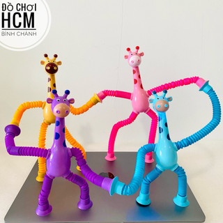[HOT-HÌNH THẬT] Đồ chơi giải trí hươu cao cổ ống lò xo kéo giãn có đèn, hít dính giúp giảm stress, giải tỏa căng thẳng