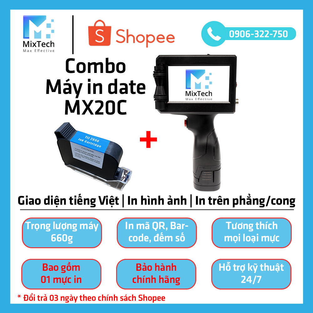 Máy in date cầm tay giá rẻ MX20C (bao gồm mực), bảo hành chính hãng