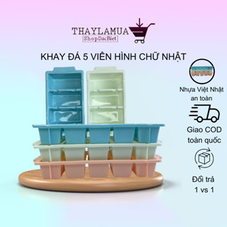 Khay đá Việt Nhật 5 viên lớn hình chữ nhật nhựa nguyên sinh an toàn khi sử dụng 6965
