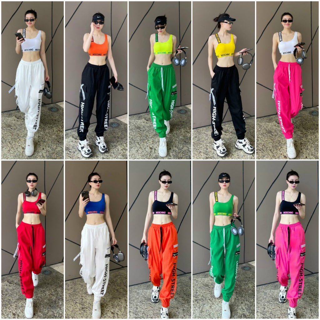 set tập Zumba, Aerobic, gym bra đan chéo cá tính, quần kaki mềm Lulushop