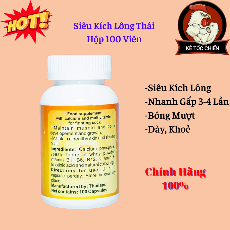 SIÊU KÍCH LONG DR FUR dành cho gà thay lông nhanh, búng lông mạnh 100 VIÊN