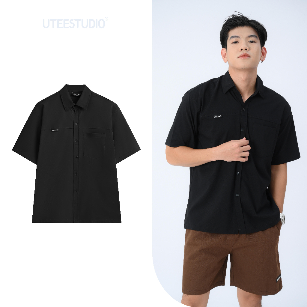 Áo Sơ Mi Tay Ngắn CAO CẤP Chất Kaki Cotton CO GIÃN TỐT Thiết Kế Đơn Giản U.TEESTUDIO