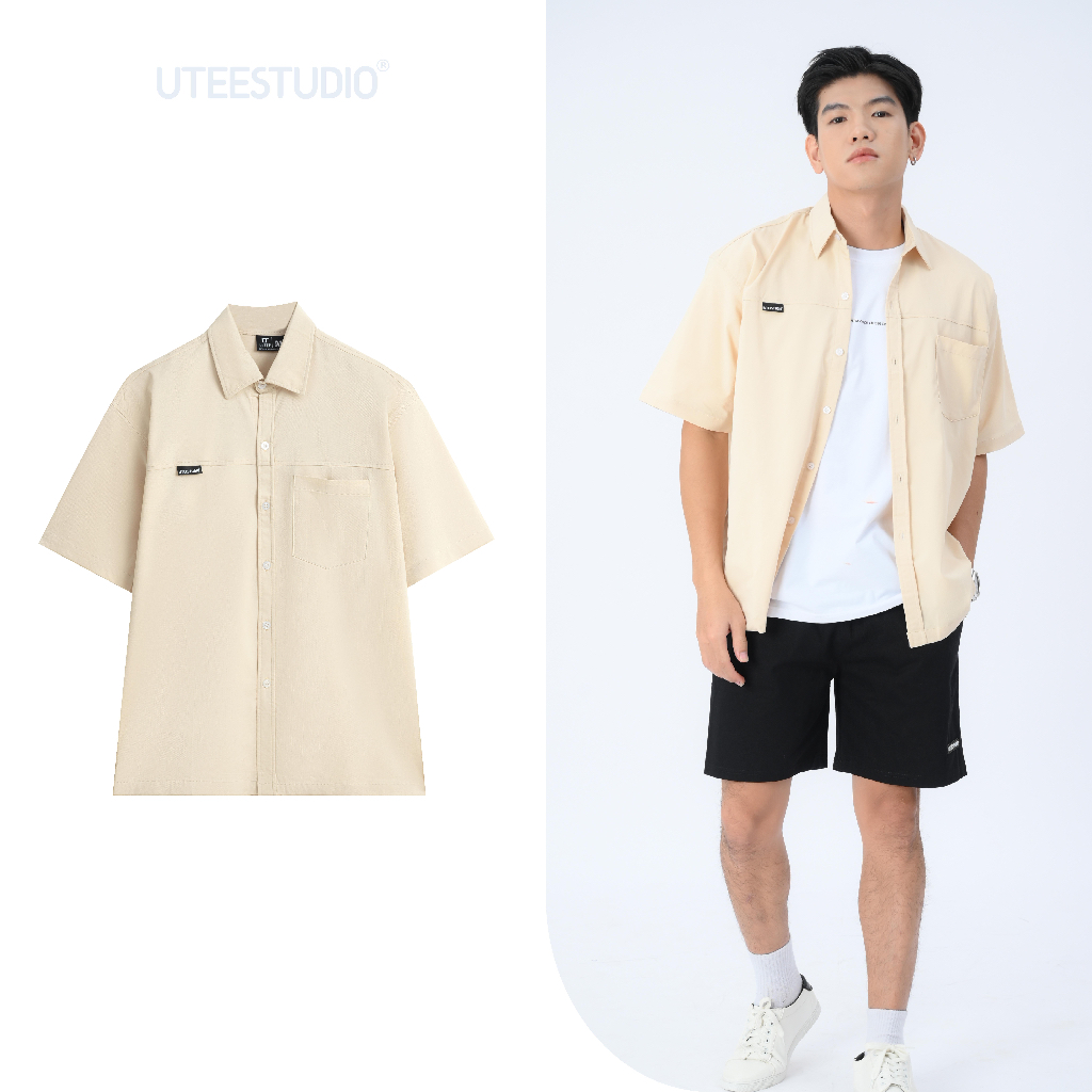 Áo Sơ Mi Tay Ngắn CAO CẤP Chất Kaki Cotton CO GIÃN TỐT Thiết Kế Đơn Giản U.TEESTUDIO