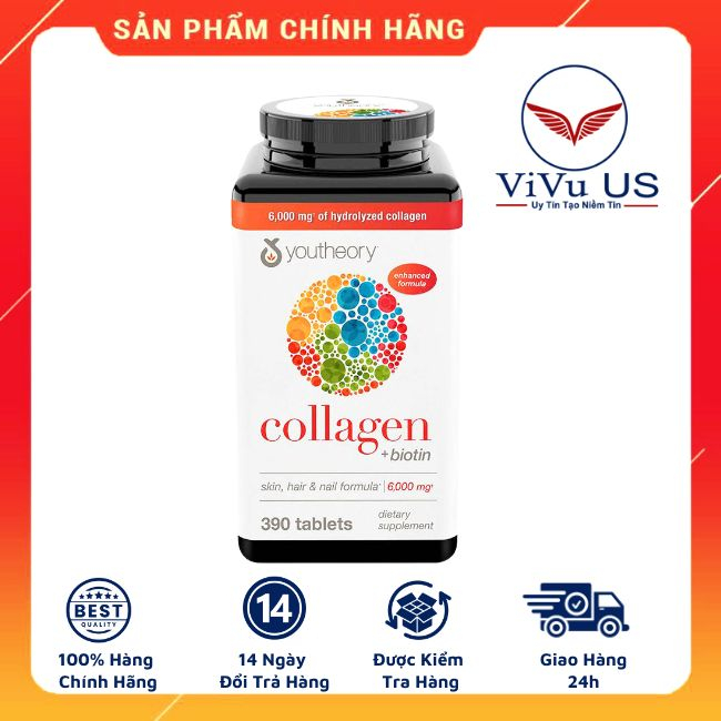 Collagen Youtheory 390 viên type 1 2 & 3 của Mỹ (mẫu mới nhất)