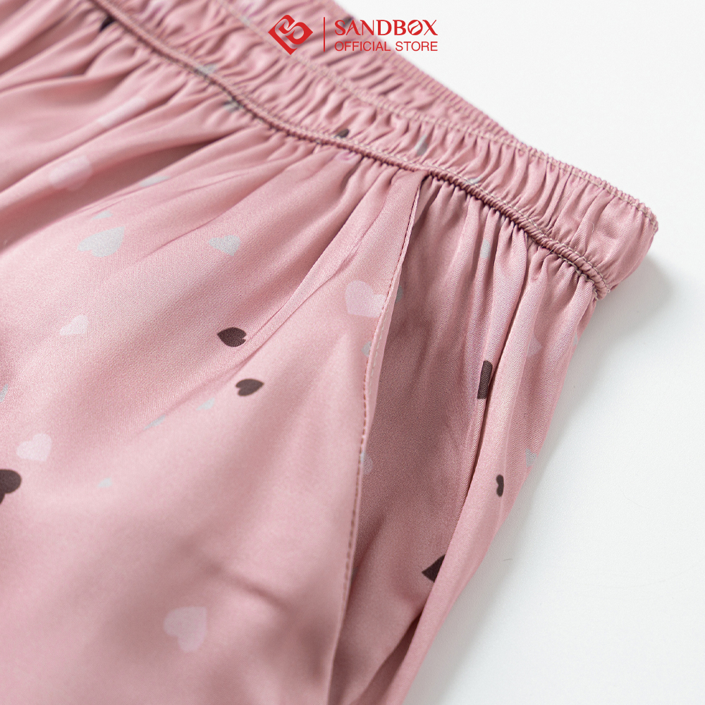 Đồ bộ nữ, Bộ Pijama nữ SANDBOX Quần dài phối áo ngắn tay chất lụa Latin Cao cấp lên chuẩn phom, mềm mại, nhẹ nhàng, thoá