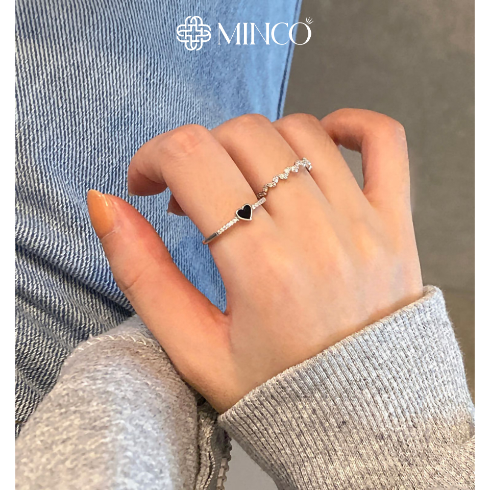 Set 4 Nhẫn nữ màu bạc Minco Accessories phong cách Y2K cá tính Ngầu Đẹp Chất Liệu Titan Không Gỉ SE06