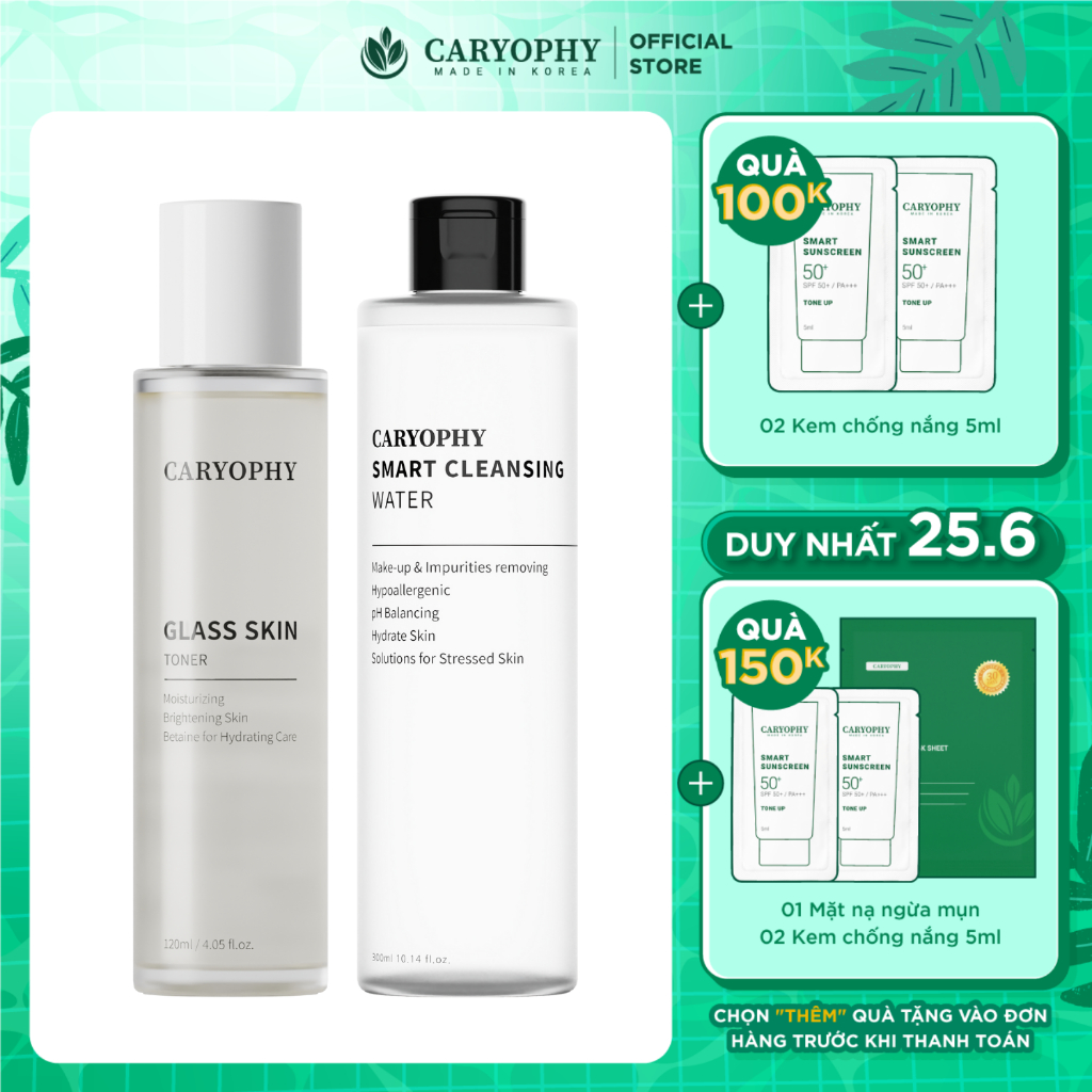 Combo Carryophy dưỡng da chuyên sâu (Repair/Glass skin- Tẩy trang 300ml)