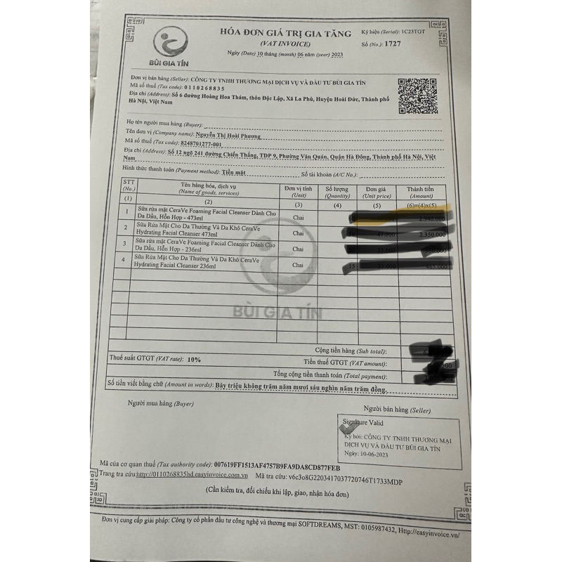 Sữa rửa mặt Cerave 355ml da dầu, da khô