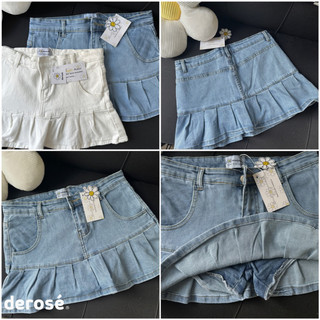 (2 MÀU) MERMAID DEROSE SKIRT - Chân Váy Xoè Jeans Co Giản Nữ Trắng và Xanh Jeans