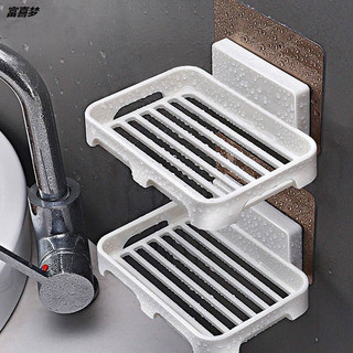 Giá đựng xà bông treo tường nhựa có rãnh thoát nước, giá để xà phòng tặng kèm miếng dán