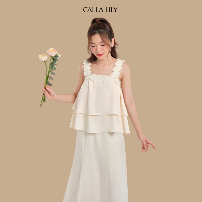 Calla Lily - Đầm nhung mịn hai tầng dáng suông Vivian Dress
