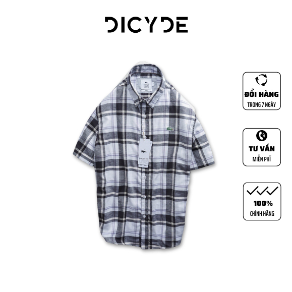 Áo sơ mi nam cộc tay caro chất phải cotton thấm hút DICYDE LC.02