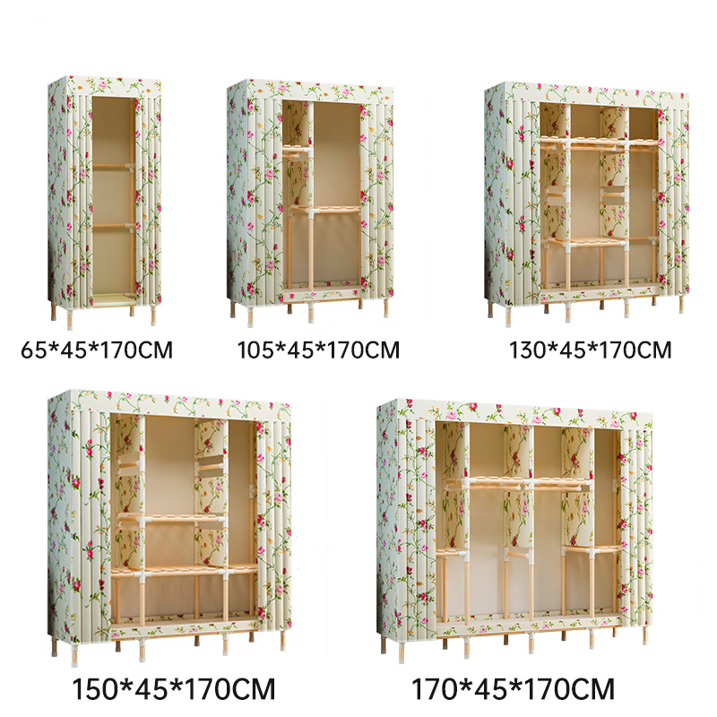 Tủ quần áo LEEGO bằng vải canvas và khung gỗ trơn 34 buồng kích thước lớn đựng đồ chống ẩm và bụi