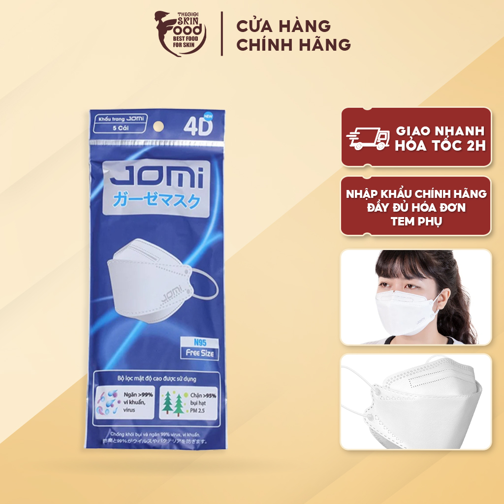 [Túi 5 Cái] Khẩu Trang Ngăn Khói Bụi &amp; Vi Khuẩn 3D Jomi