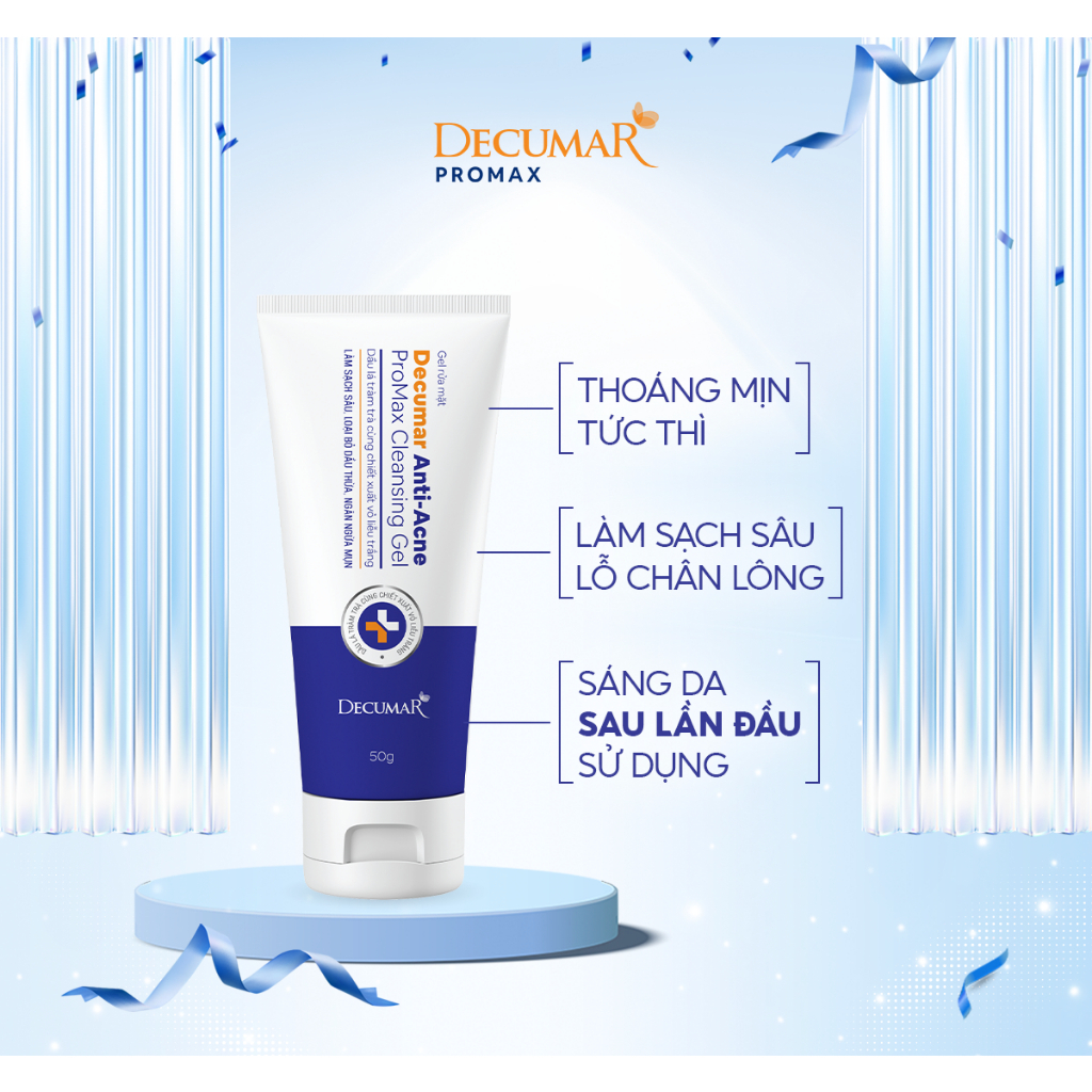 Sữa rửa mặt dạng gel ngừa mụn, mờ thâm, tái tạo da Decumar Anti-Acne Promax Cleansing Gel