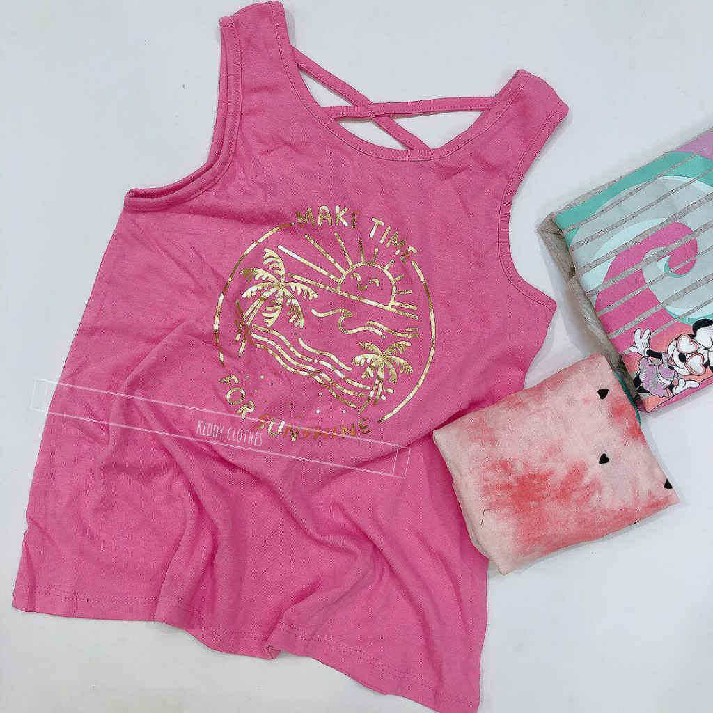 Áo thun 3 lỗ sát nách mùa hè chất cotton cho bé gái/Áo 3 lỗ mùa hè cho bé gái hàng xuất dư xịn