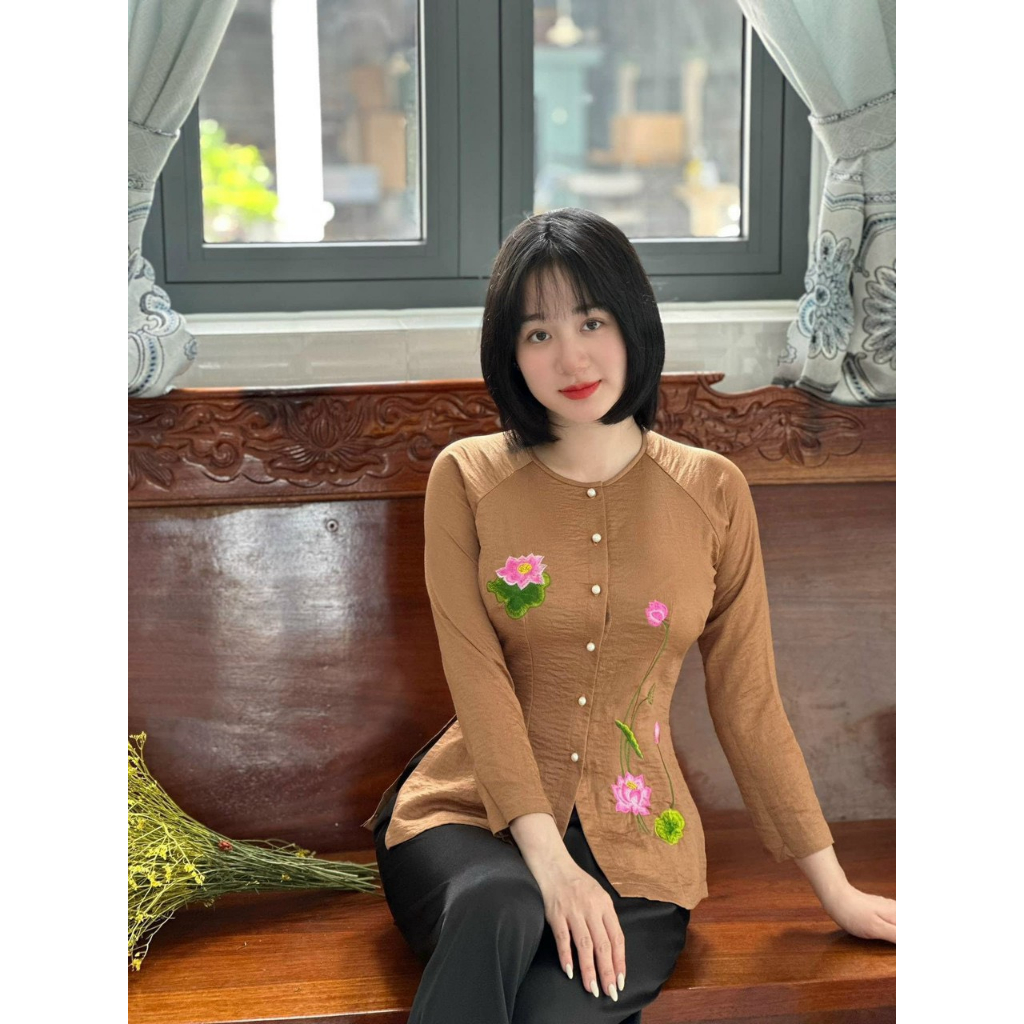 ÁO BÀ BA THÊU HOA SEN