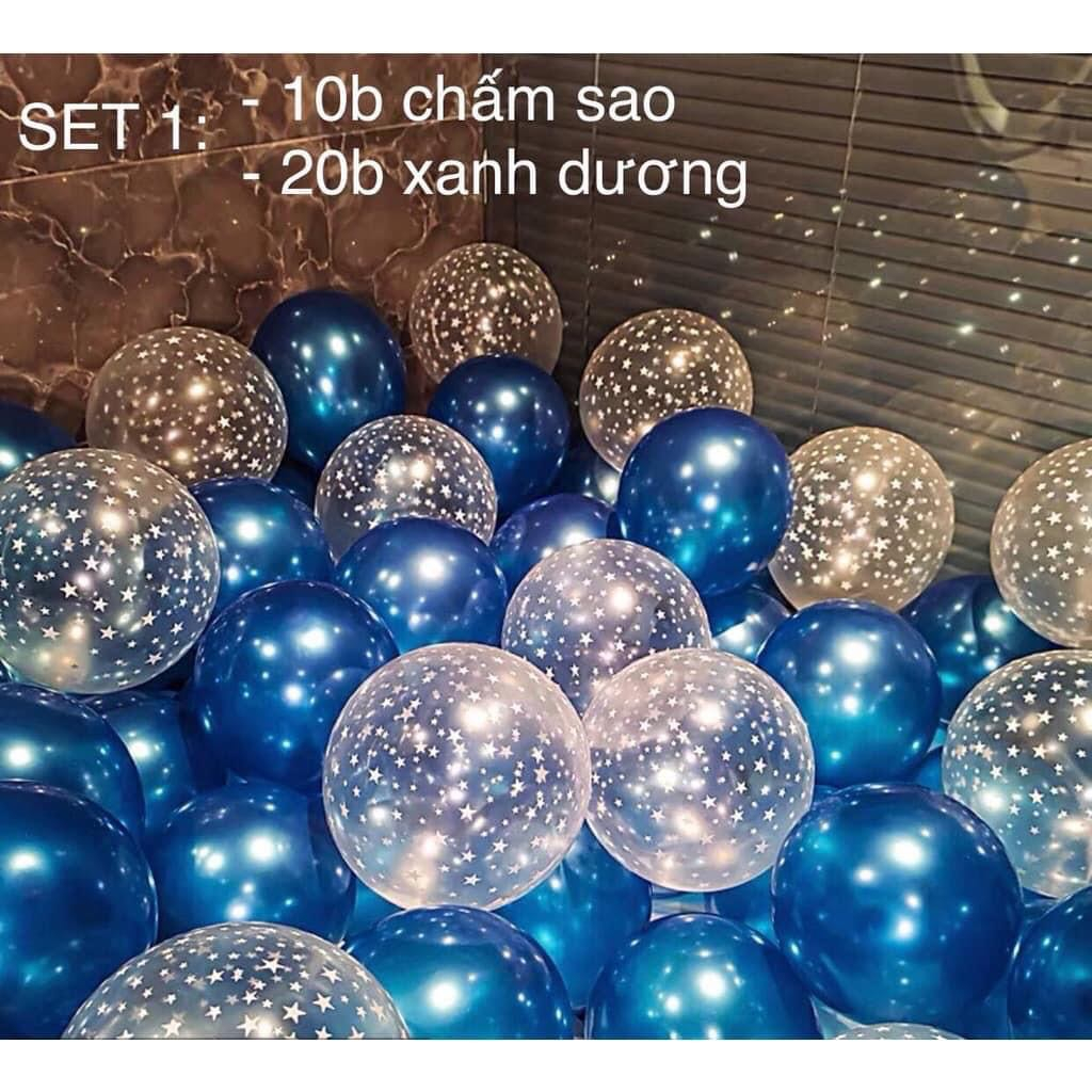 Mix 30 bóng bay các màu, pastel, bóng nhũ, bóng chấm sao bóng bay sinh nhật trang trí tiệc sinh nhật giá rẻ