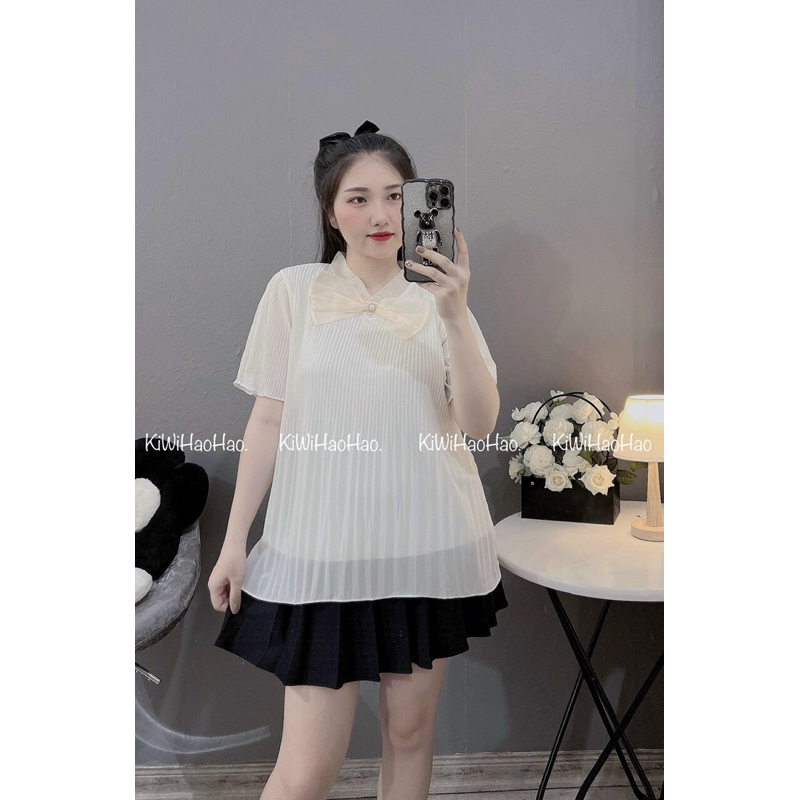 Áo bầu nhăn,dáng áo xuông dài rộng,hàng 2 lớp y ảnh