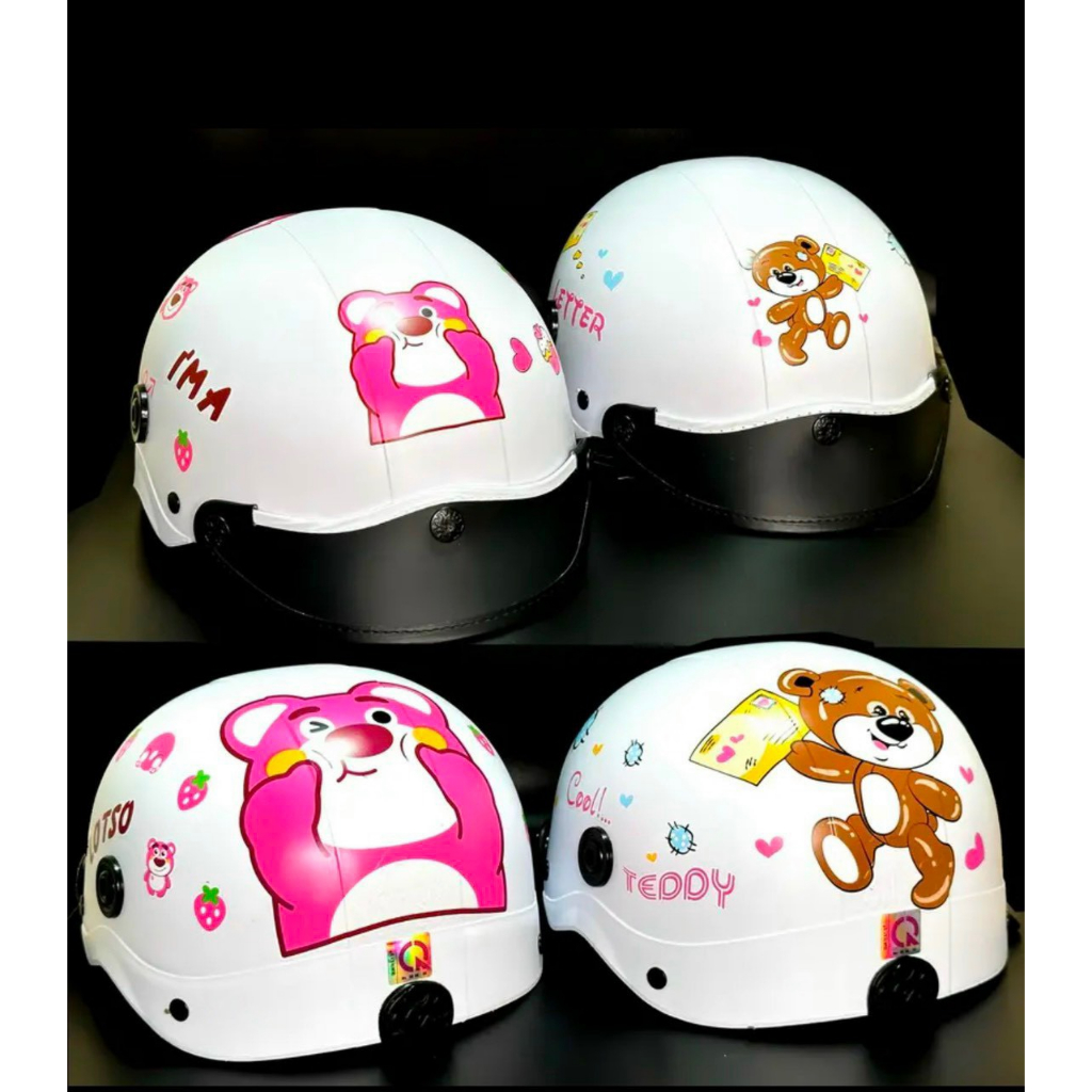 Nón bảo hiểm gấu dâu, gấu nâu siêu xinh+tặng tai mèo