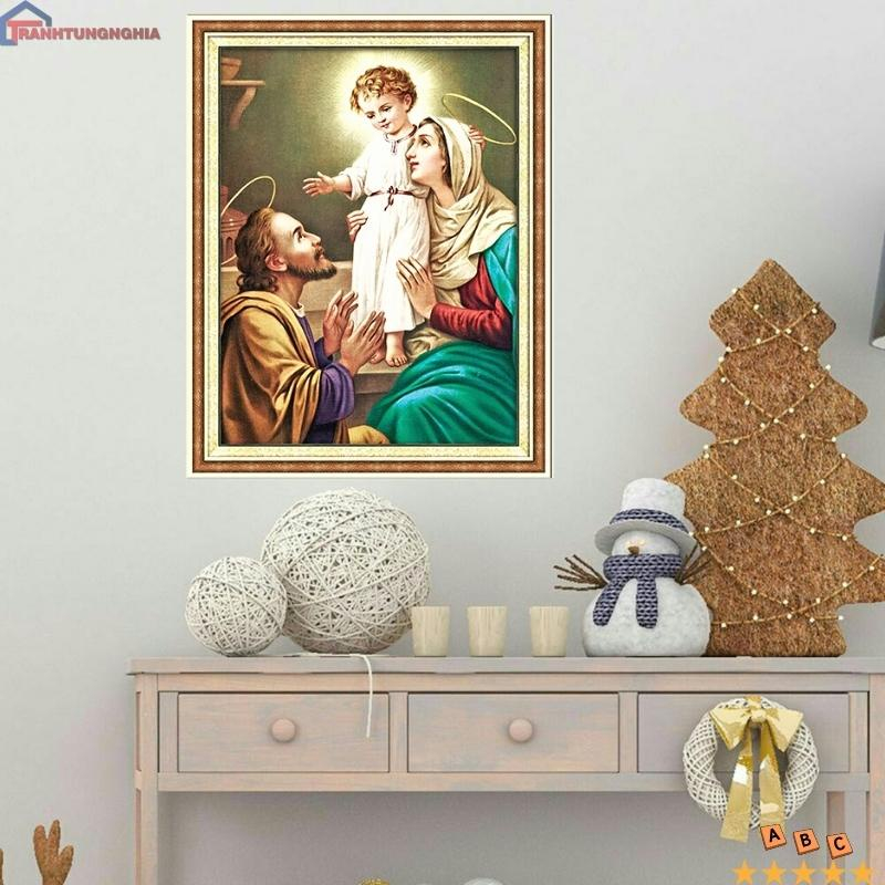 Tranh thêu chữ thập gia đình thánh gia 43cm x 54cm