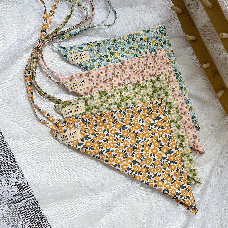 Khăn Tam Giác Băng Đô Turban Bandana Hoa Floral. Phụ Kiện Cột Tóc Dễ Thương