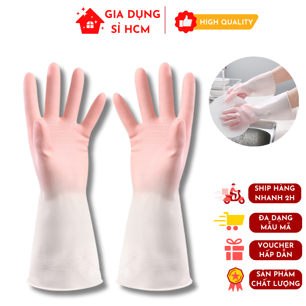Găng Tay Cao Su Rửa Chén, Dọn Vệ Sinh, Nấu Ăn, Giặt Quần Áo Bảo Vệ Da Tay Không Mùi Hôi, Tiện Lợi