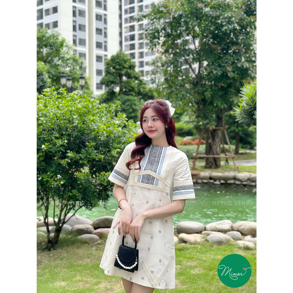 ĐẦM LIỀN 2 LỚP HOA VĂN [MINOR JOLINA]