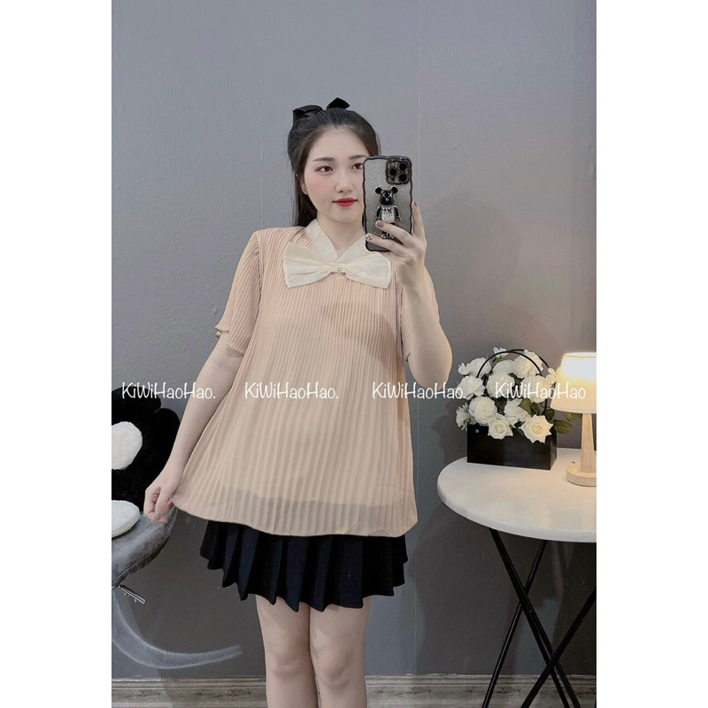 Áo bầu nhăn,dáng áo xuông dài rộng,hàng 2 lớp y ảnh