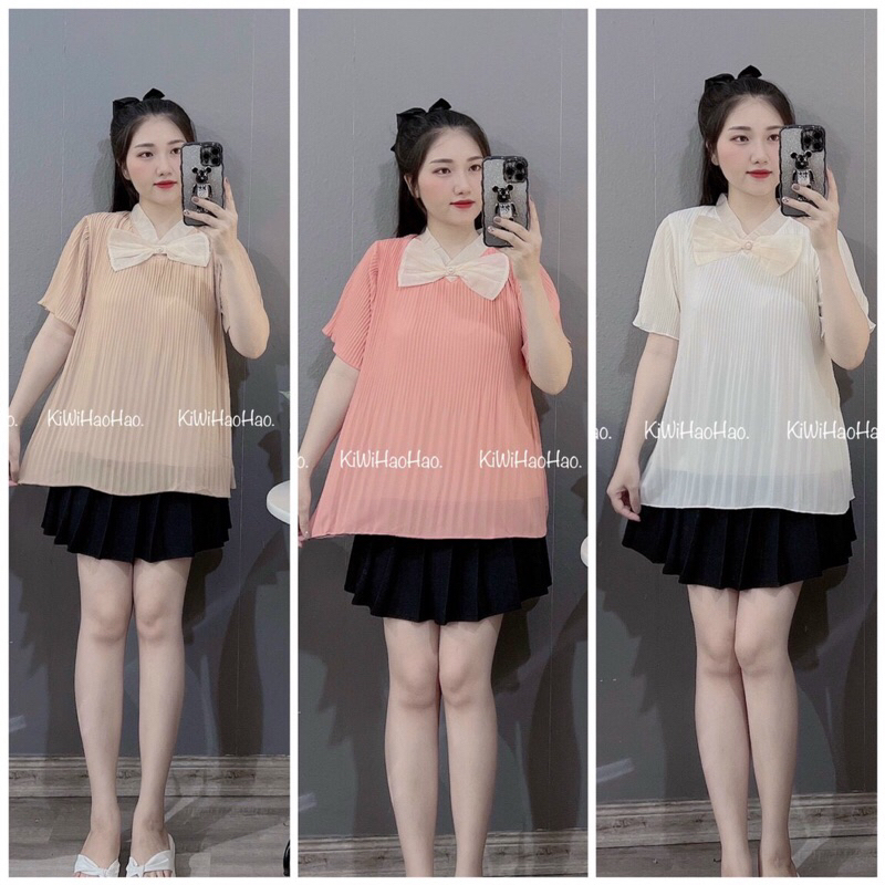 Áo bầu nhăn,dáng áo xuông dài rộng,hàng 2 lớp y ảnh