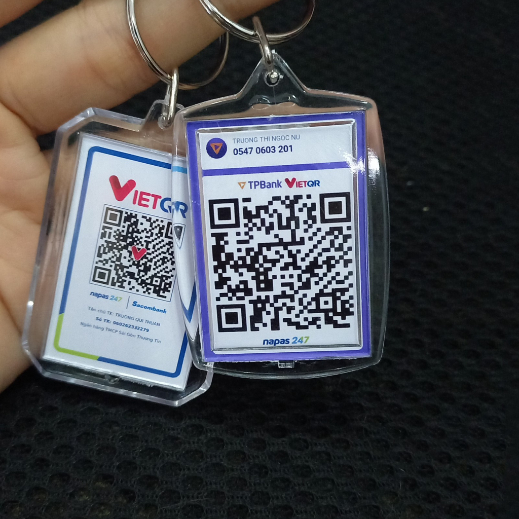 Móc Khoá Mica in mã QR Code in 2 mặt theo yêu cầu