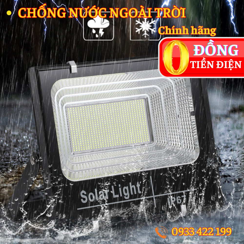 Đèn Led Pha Năng Lượng Mặt Trời 200W 300W 400W MP trang trí chiếu sáng sân vườn chống nước giá rẻ