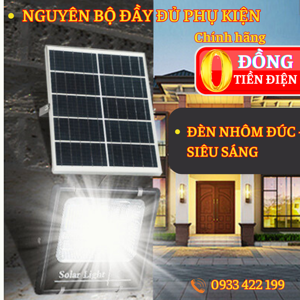 Đèn Led Pha Năng Lượng Mặt Trời 200W 300W 400W MP trang trí chiếu sáng sân vườn chống nước giá rẻ