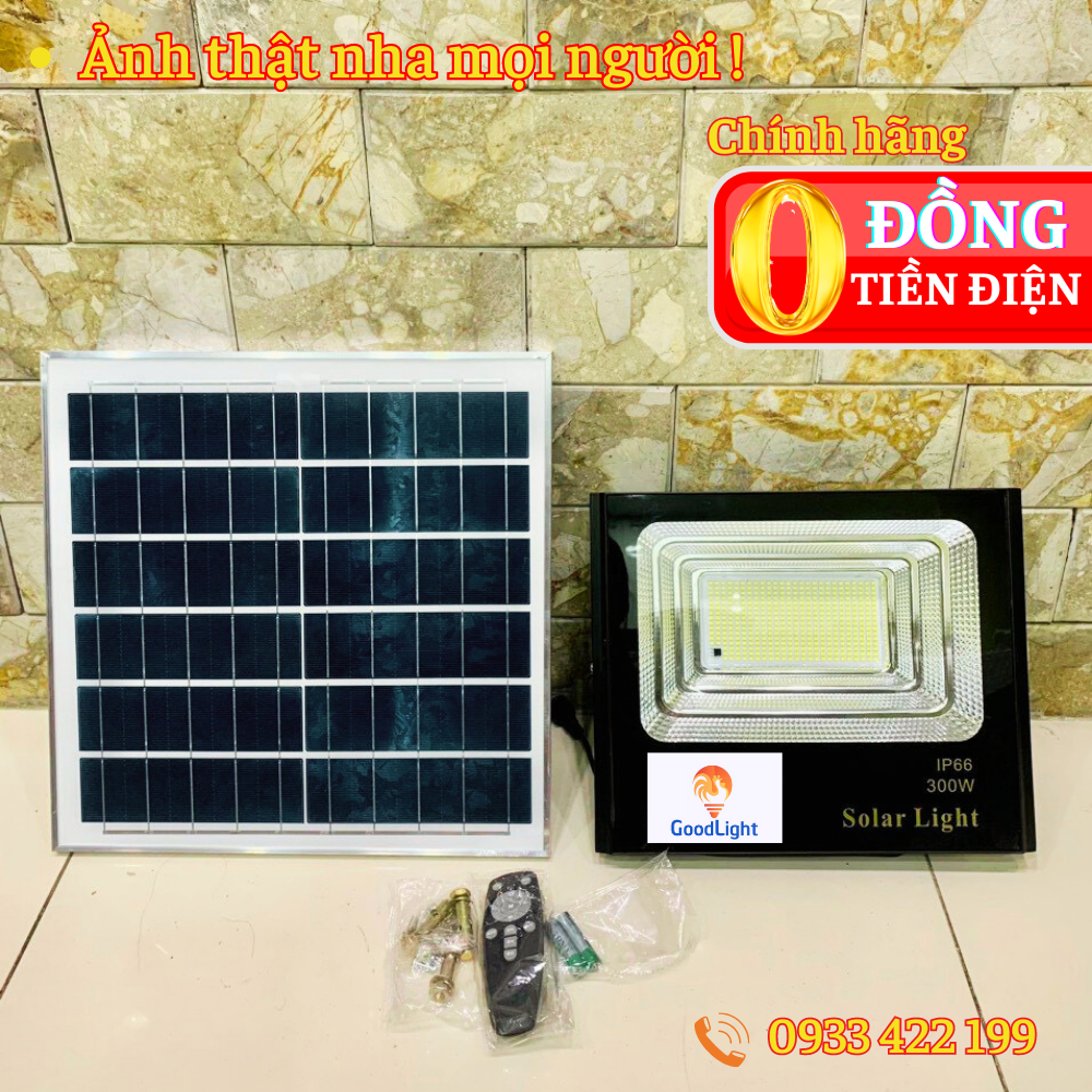 Đèn Led Pha Năng Lượng Mặt Trời 200W 300W 400W MP trang trí chiếu sáng sân vườn chống nước giá rẻ