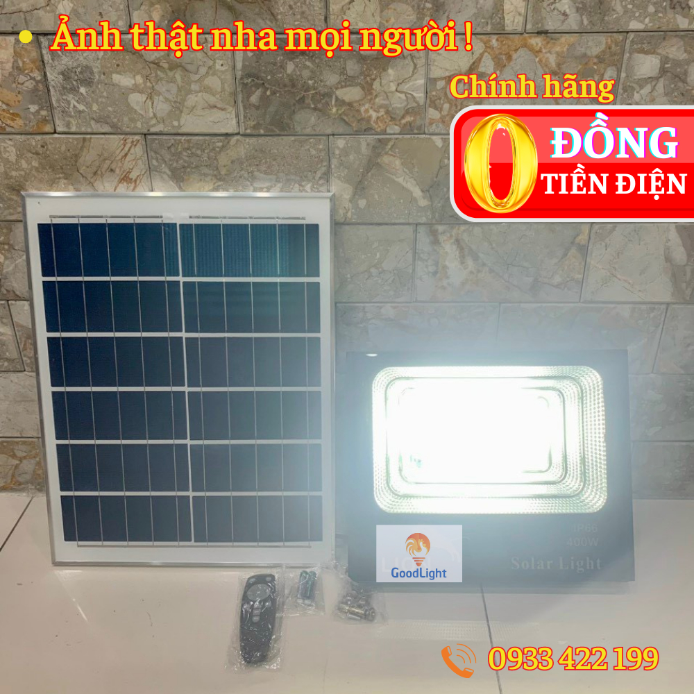 Đèn Led Pha Năng Lượng Mặt Trời 200W 300W 400W MP trang trí chiếu sáng sân vườn chống nước giá rẻ