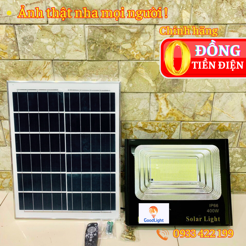 Đèn Led Pha Năng Lượng Mặt Trời 200W 300W 400W MP trang trí chiếu sáng sân vườn chống nước giá rẻ