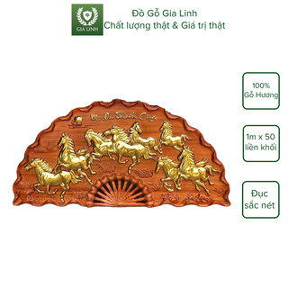 Tranh quạt Mã đáo thành công Đồ Gỗ Gia Linh gỗ Hương đỏ liền khối KT 1m x 50cm x 4cm