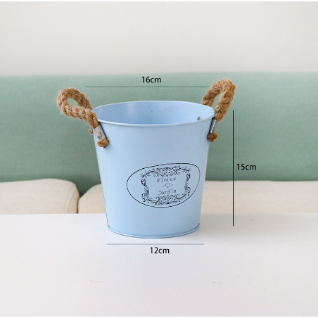 Xô hoa thiếc home flower XOS30 trang trí tiểu cảnh chậu sắt cắm hoa bút để dụng cụ decor