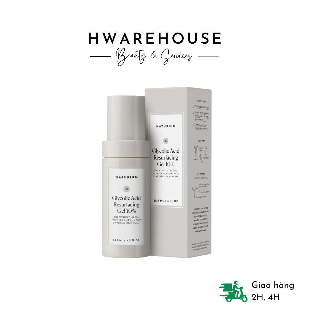 Gel tẩy tế bào chết cho da mặt Naturium Glycolic Acid Resurfacing Gel 10% 88.7mL