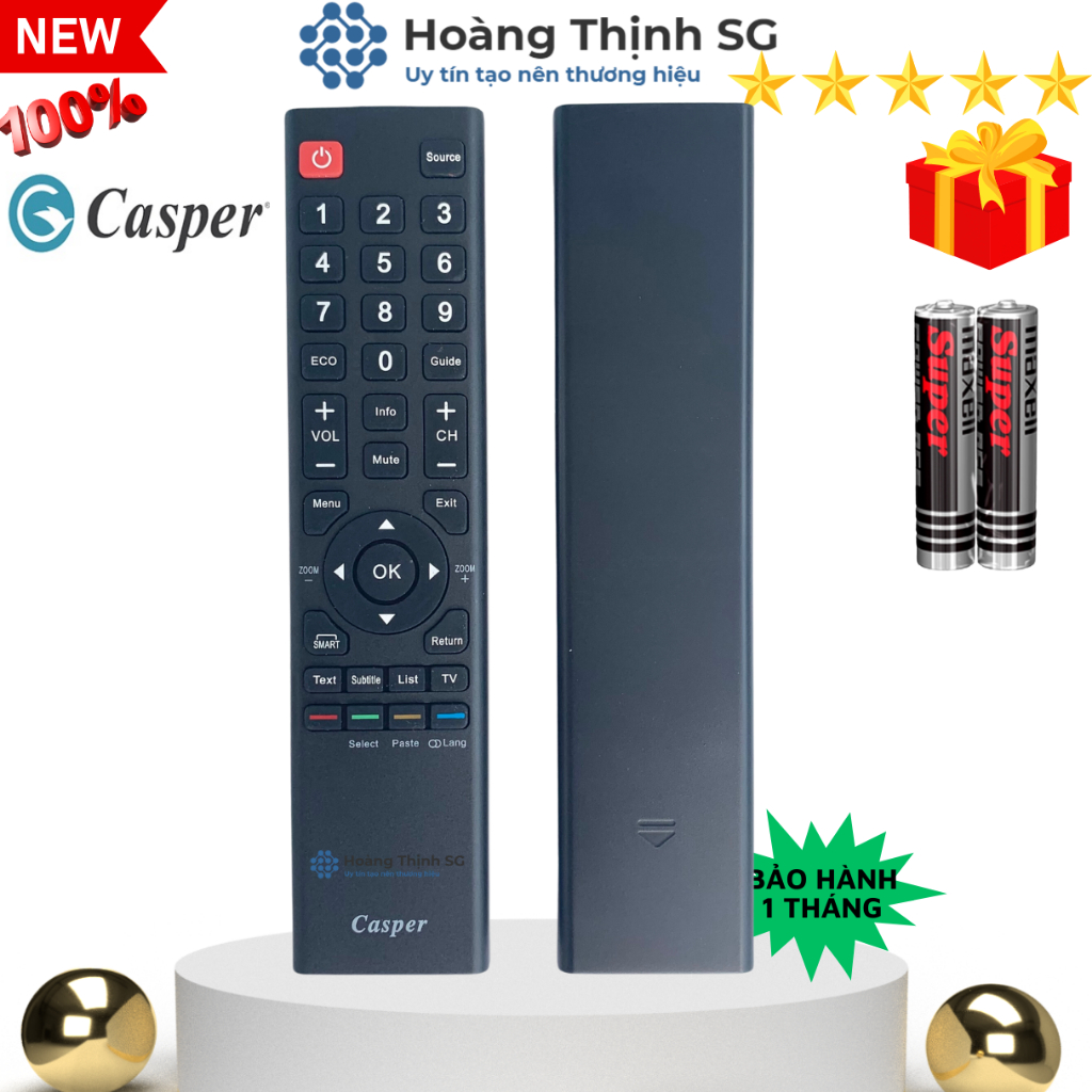 Romote điều khiển tivi casper, Remote tivi casper - Tặng kèm pin