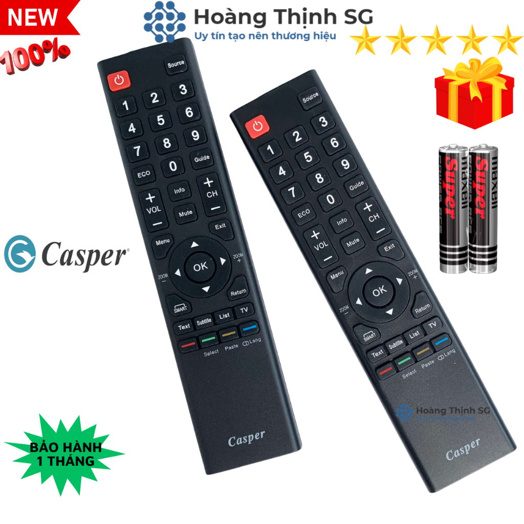 Romote điều khiển tivi casper, Remote tivi casper - Tặng kèm pin